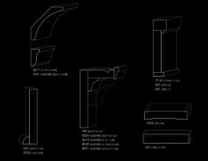 Mix of bungalow style door and wall mouldings.