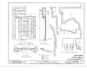 Blueprint of moulding profiles for the side entrance exterior and interior of the campbell-whittlesey house.