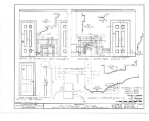 Blueprint of campbell-whittlesey house mantles for the breakfast room, and dining room.