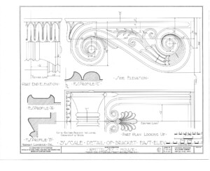 Blueprint of campbell-whittlesey house mantles for the breakfast room, and dining room.