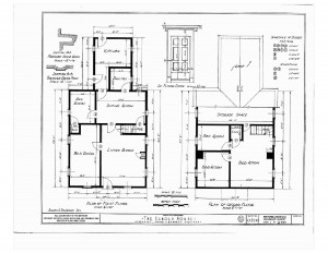 Blueprint of first floor and second floor in the Arnold house.