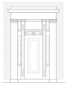 North entrance door moulding elevation of campbell-whittlesey house featuring column mouldings and panel molds.