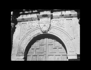 Spanish colonial style door moulding with different spanish designs.