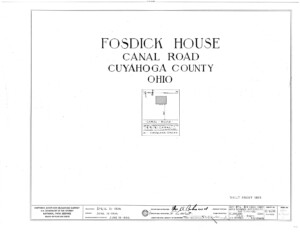 Blueprint cover page by the American Building Survey describing the Fosdick house erection date, address, and architect information.