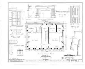 Blueprint of Fosdick house second floor plan.