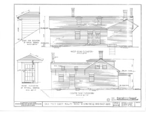 Blueprint of Matt Gray House east front elevation.