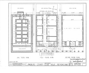 Blueprint of the Sandusky County Court House floors plan and later addition plan