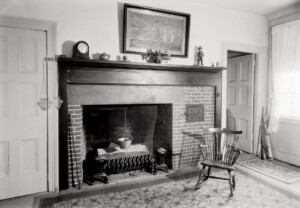 Exterior of Thomas Hurst House fireplace mantel mouldings, door casing with mouldings, panel molds and beautiful ornaments