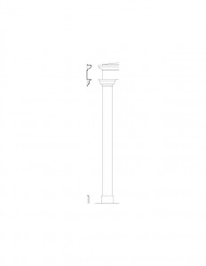 Line art of Blackman house exterior column featuring cornice mouldings.