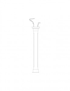 Line art of Blackman house column featuring cornice mouldings.