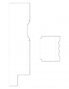 Line art of Bronson house door moulding profiles.