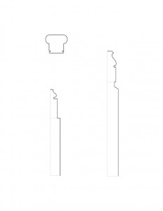 Line art of Bronson house staircase moulding profiles.