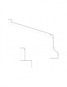 Line art of window moulding profiles in the Bronson house.