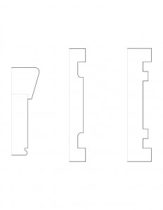 Line art of door moulding profiles for the curtis devin house.