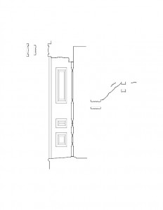 Line art of door panel mold profiles for the Dirlam Allen House along with other door moulding profiles.