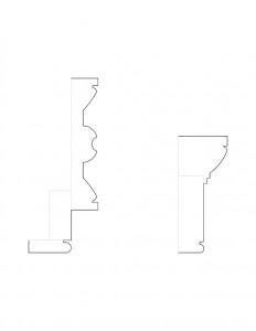 Line art of Freer house window moulding profiles.