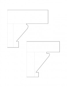 A couple line art sketches of Hardwick House moulding profiles.