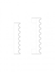 Line art of Hopkins House door moulding profiles.