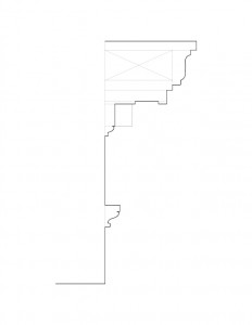 Line art of Hopkins House cornice moulding profiles.