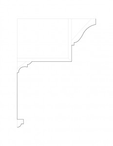 Line art of Frederick Kinsman Office cornice moulding profile.