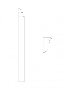 Line art of Lew Lawyer House profile mouldings.