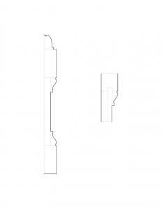 Line art of Lewis House moulding profiles.