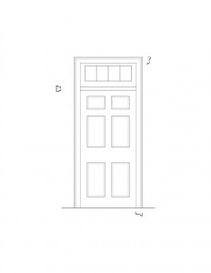 Line art of Matt Gray House interior door featuring panel molds.