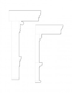 A couple line art drawings of Matt Gray House cornice moulding profiles.