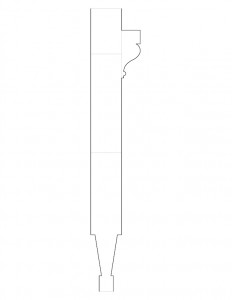 Singular line art drawing of Matt Gray House moulding profile.