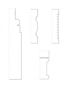 Several line art drawings of Matt Gray House moulding profiles.