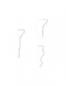Line art of Matt Gray House moulding profiles.