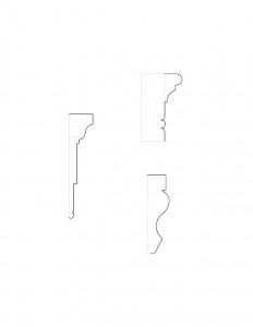 Line art of Matt Gray House moulding profiles.