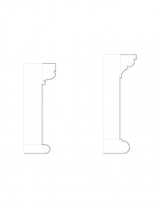 A couple line art drawings of Matt Gray House moulding profiles.