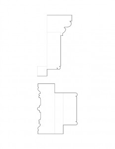 A couple line art sketches of Matt Gray House moulding profiles.