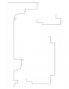 Line art of Meriman Cook House moulding profiles.