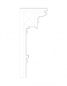 Line art of Moore Brewster House cornice moulding profile.