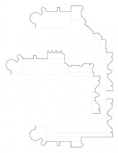 Line art of several Moore Brewster House moulding profiles.