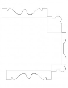 Single line art of Moore Brewster House moulding profile.