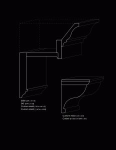 Mix of window, door, and wall mouldings of a Palladian style house.