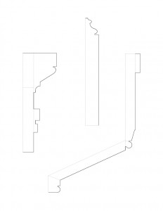 Line art of several Sandusky County Court House cornice moulding profiles