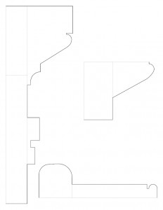 Single Line art of Sandusky County Court House moulding profile