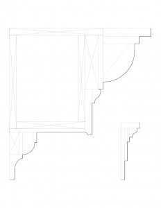 Line art drawings of two Sandusky County Court House cornice mouldings