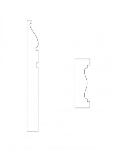 Line art of Simon Perkins House cornice moulding profiles.