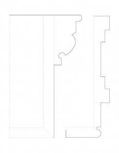 A multitude of line art drawings of Sweet House moulding profiles