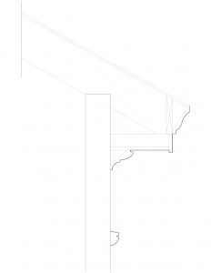 Line art drawing of Sweet House cornice mouldings