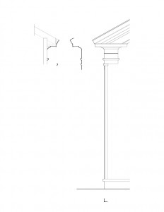 Single line art drawing of Sweet House shingle siding moulding profile