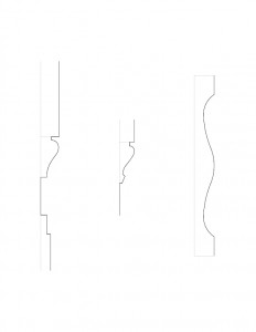 A couple line art drawings of Sweet House mouldings