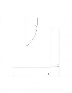 Single line art drawing of Sweet House moulding cornice profile