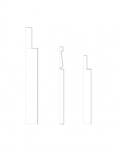 Line art of several Sweet House moulding profiles