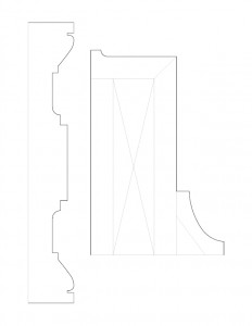 A couple line art drawings of Skyes House cornice mouldings